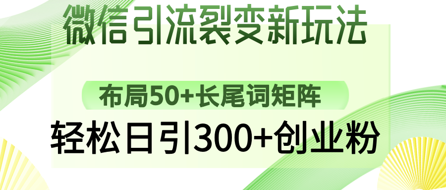 微信引流裂变新玩法：布局50+长尾词矩阵，轻松日引300+创业粉-test