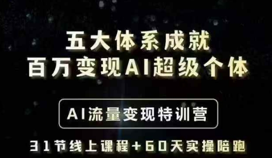 五大体系成就百万变现AI超级个体- AI流量变现特训营，一步一步教你一个人怎么年入百W-test