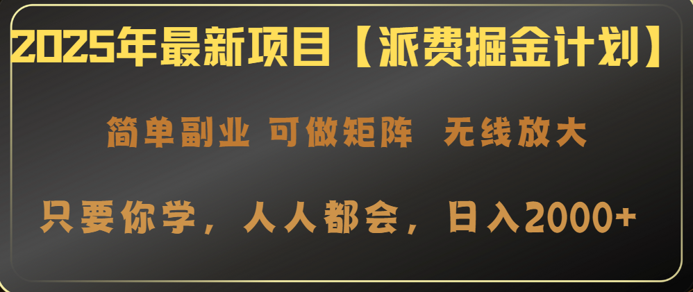 2025年最新项目【派费掘金计划】操作简单，日入2000+-test