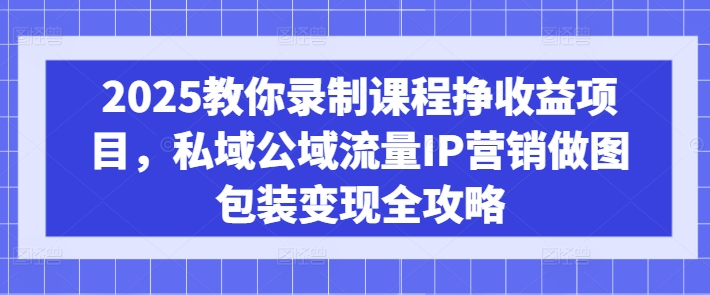 2025教你录制课程挣收益项目，私域公域流量IP营销做图包装变现全攻略-test