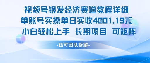 视频号银发经济赛道单账号实操单日实收1k+，小白轻松上手长期项目-test