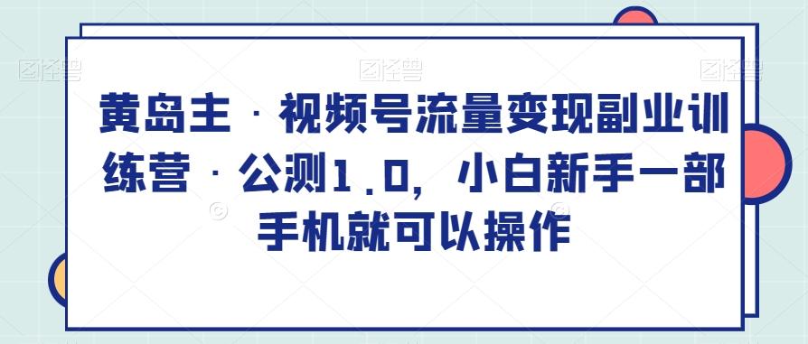 黄岛主·视频号流量变现副业训练营·公测1.0，小白新手一部手机就可以操作-test