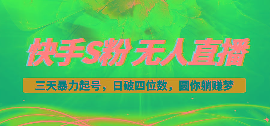 快手S粉无人直播教程，零粉三天暴力起号，日破四位数，小白可入-test