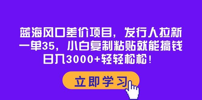 蓝海风口差价项目，发行人拉新，一单35，小白复制粘贴就能搞钱！日入30…-test