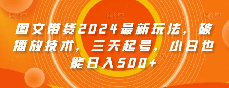 图文带货2024最新玩法，破播放技术，三天起号，小白也能日入500+【揭秘】-test