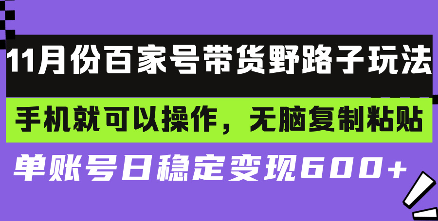 百家号带货野路子玩法 手机就可以操作，无脑复制粘贴 单账号日稳定变现…-test