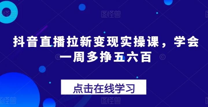 抖音直播拉新变现实操课，学会一周多挣五六百-test