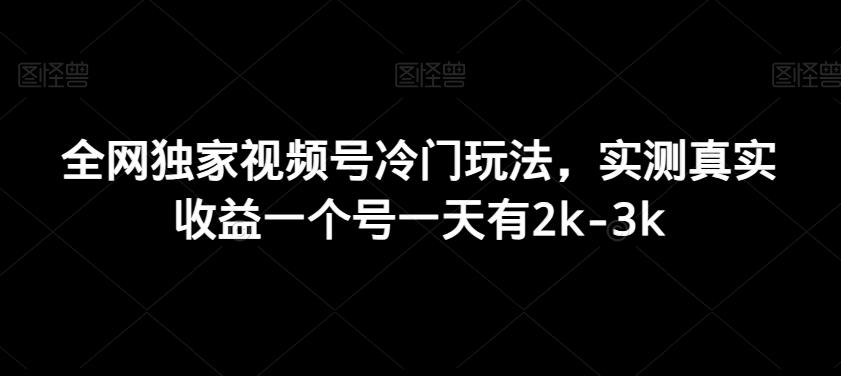 全网独家视频号冷门玩法，实测真实收益一个号一天有2k-3k-test
