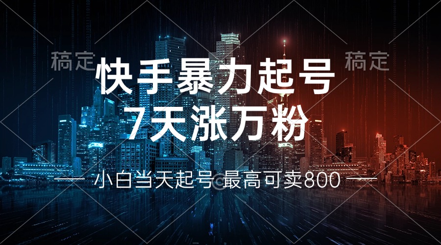 快手暴力起号，7天涨万粉，小白当天起号 多种变现方式，账号回收，单月…-test