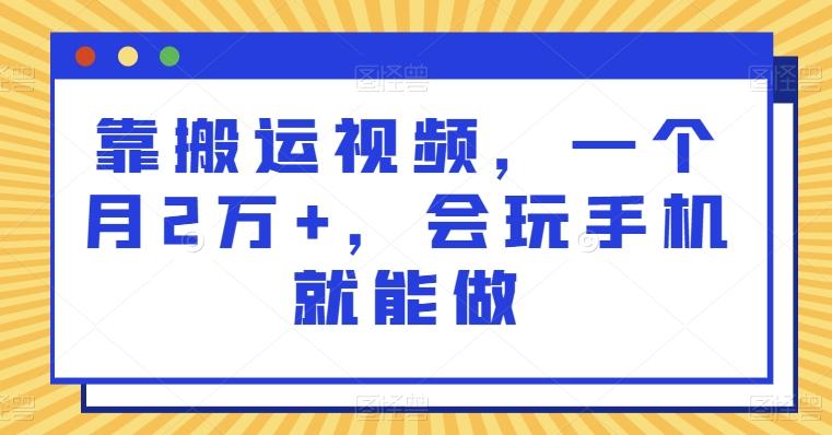 靠搬运视频，一个月2万+，会玩手机就能做-test