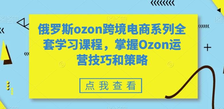俄罗斯ozon跨境电商系列全套学习课程，掌握Ozon运营技巧和策略-test