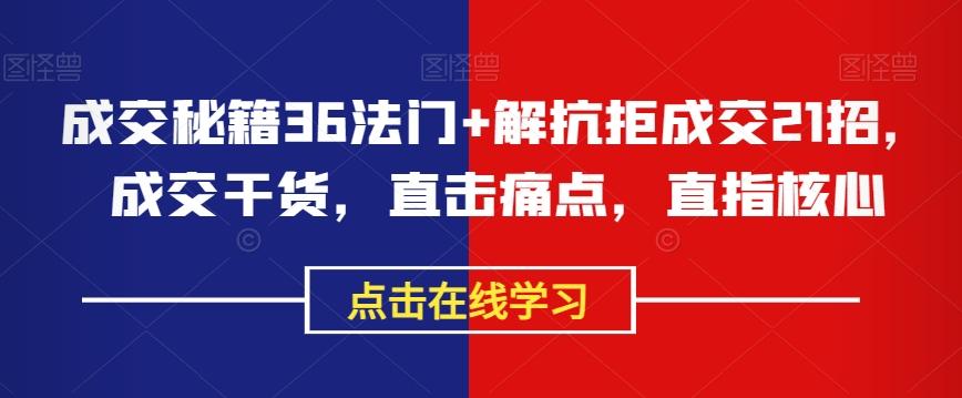 成交秘籍36法门+解抗拒成交21招，成交干货，直击痛点，直指核心-test