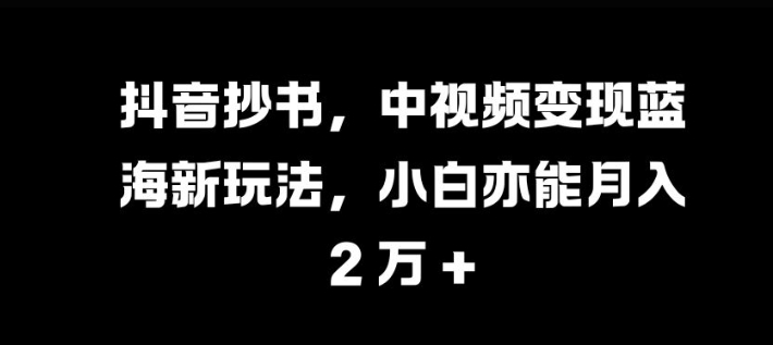 抖音抄书，中视频变现蓝海新玩法，小白亦能月入 过W【揭秘】-test