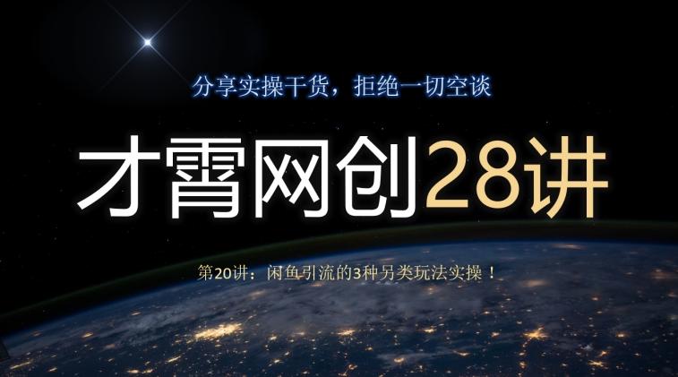 才霄网创28讲第20讲：闲鱼引流的3种另类玩法实操！-test