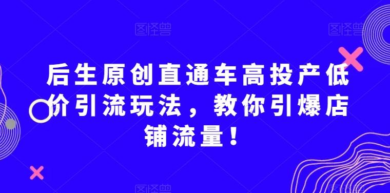 后生原创直通车高投产低价引流玩法，教你引爆店铺流量！-test