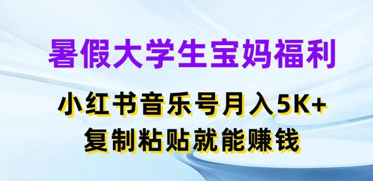 暑假大学生宝妈福利，小红书音乐号月入5000+，复制粘贴就能赚钱【揭秘】-test