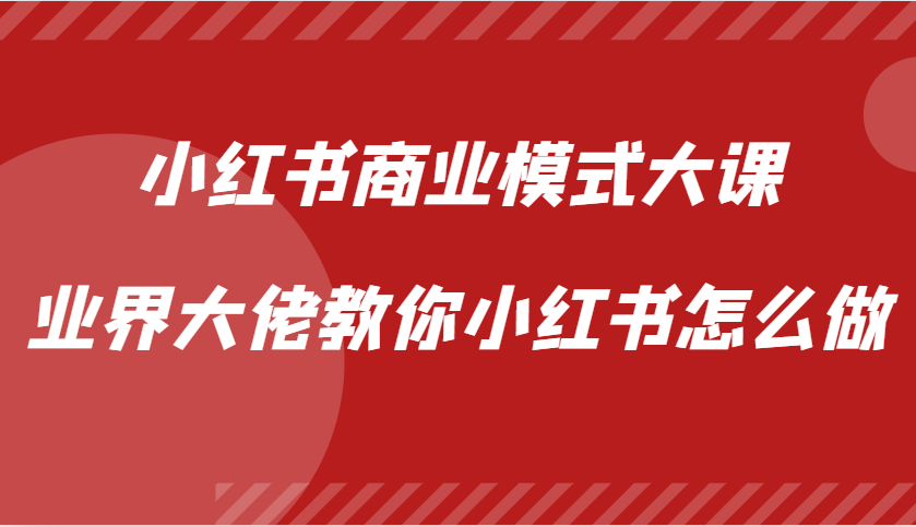 小红书商业模式大课，业界大佬教你小红书怎么做【视频课】-test