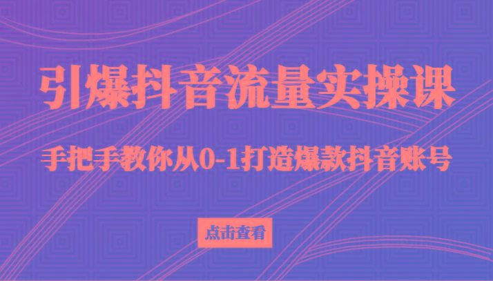 引爆抖音流量实操课，手把手教你从0-1打造爆款抖音账号(27节课)-test