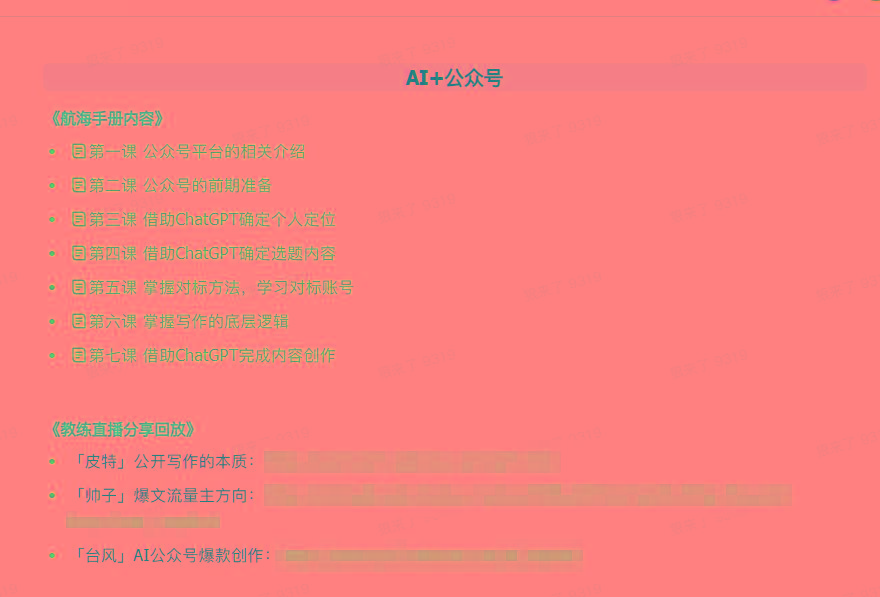 图片[3]-(9351期)AI破局手册+教练分享合集：AI提示词/AI+小红书 /AI+公众号/AI+绘画/AI编程-test