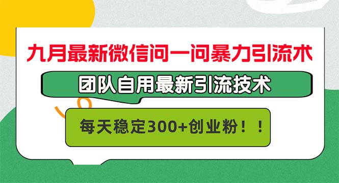 九月最新微信问一问暴力引流术，团队自用引流术，每天稳定300+创…-test