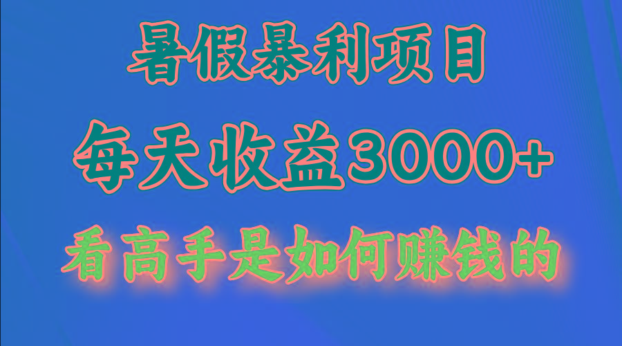 暑假暴力项目 1天收益3000+，视频号，快手，不露脸直播.次日结算-test