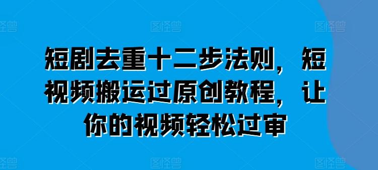 短剧去重十二步法则，短视频搬运过原创教程，让你的视频轻松过审-test