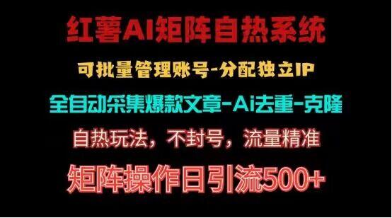 红薯矩阵自热系统，独家不死号引流玩法！矩阵操作日引流500+-test