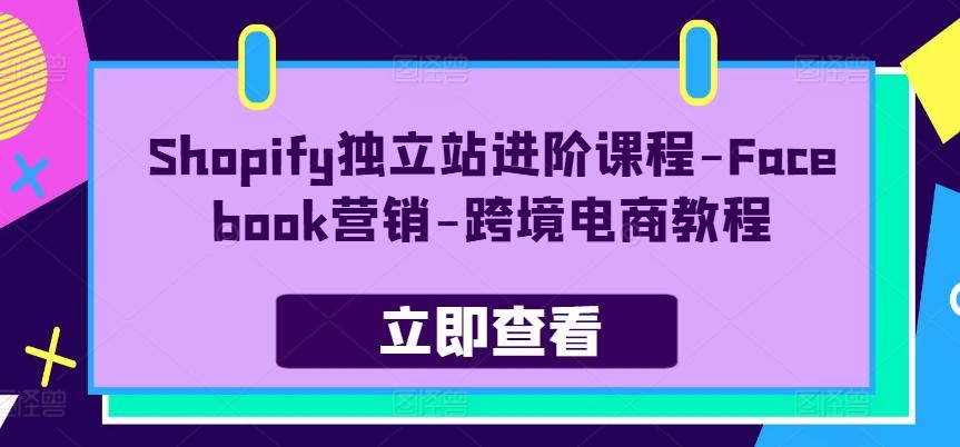 Shopify独立站进阶课程-Facebook营销-跨境电商教程-test
