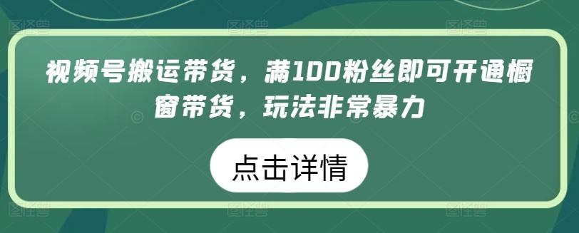 视频号搬运带货，满100粉丝即可开通橱窗带货，玩法非常暴力【揭秘】-test