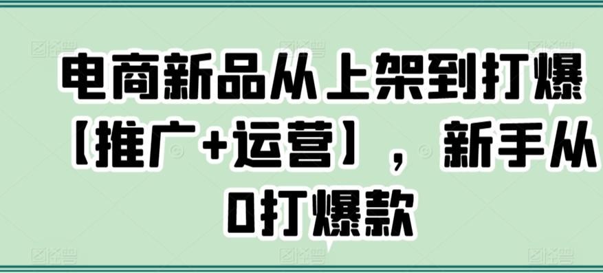 电商新品从上架到打爆【推广+运营】，新手从0打爆款-test