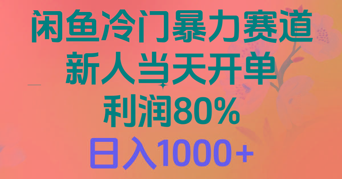 2024闲鱼冷门暴力赛道，新人当天开单，利润80%，日入1000+-test