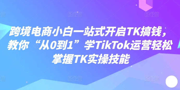 跨境电商小白一站式开启TK搞钱，教你“从0到1”学TikTok运营轻松掌握TK实操技能-test