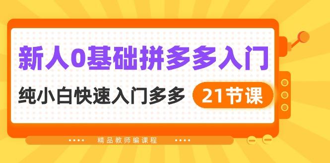 新人0基础拼多多入门，​纯小白快速入门多多(21节课-test