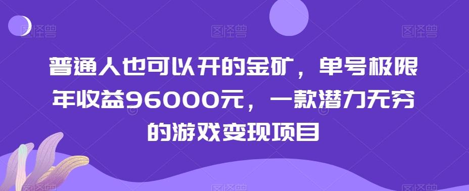 普通人也可以开的金矿，单号极限年收益96000元，一款潜力无穷的游戏变现项目【揭秘】-test