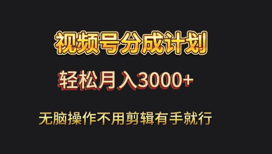 视频号流量分成，不用剪辑，有手就行，轻松月入2000+-test