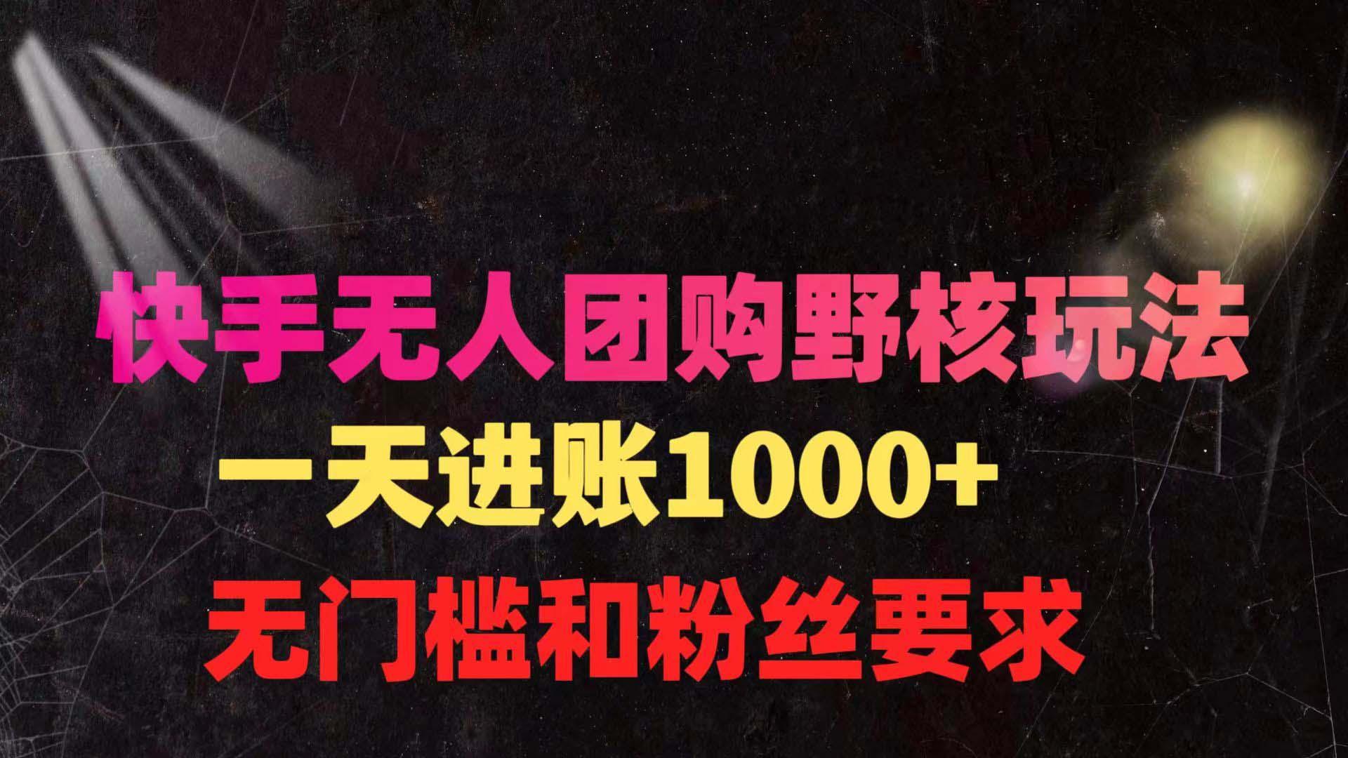 (9638期)快手无人团购带货野核玩法，一天4位数 无任何门槛-test