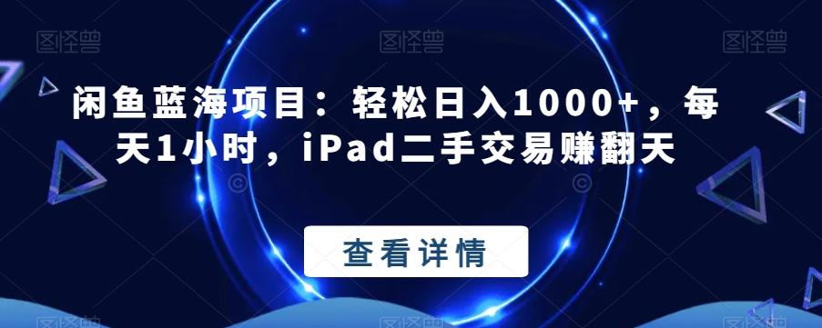 闲鱼蓝海项目：轻松日入1000+，每天1小时，iPad二手交易赚翻天-test