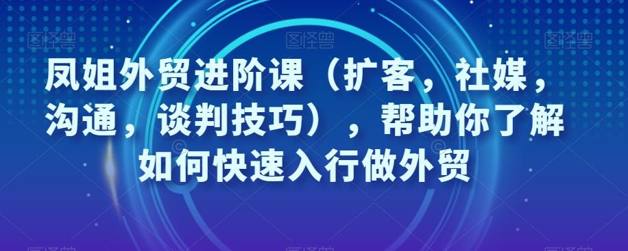 凤姐外贸进阶课（扩客，社媒，沟通，谈判技巧），帮助你了解如何快速入行做外贸-test