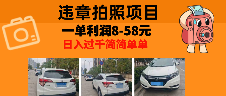 最强副业，违章拍照，一单利润8-58元，全国大小城市都可做-test
