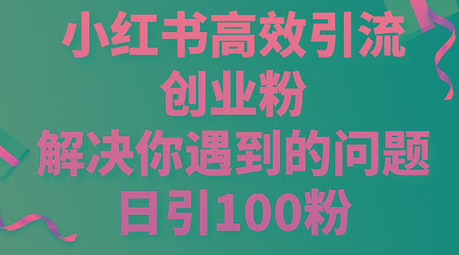 小红书高效引流创业粉，解决你遇到的问题，日引100粉-test