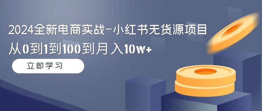 2024全新电商实战-小红书无货源项目：从0到1到100到月入10w+-test