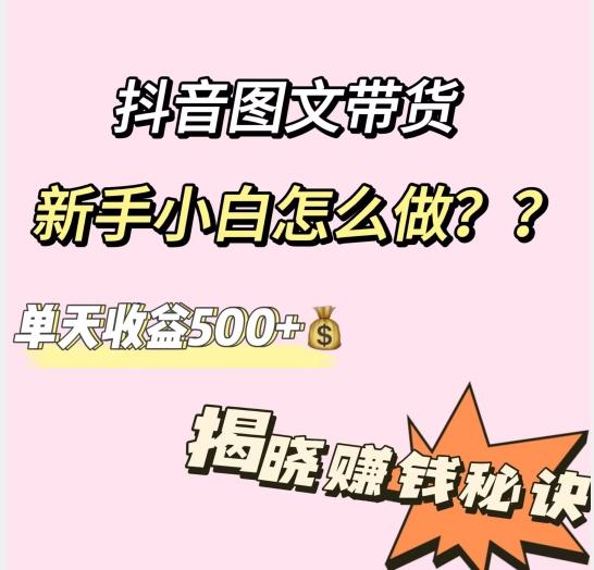 抖音图文带货，新手小白怎么做？单天收益500+【揭秘赚钱秘诀】-test