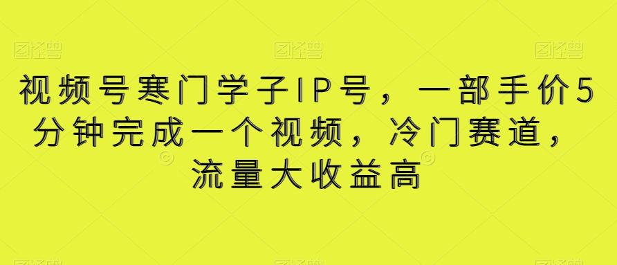 视频号寒门学子IP号，一部手价5分钟完成一个视频，冷门赛道，流量大收益高【揭秘】-test