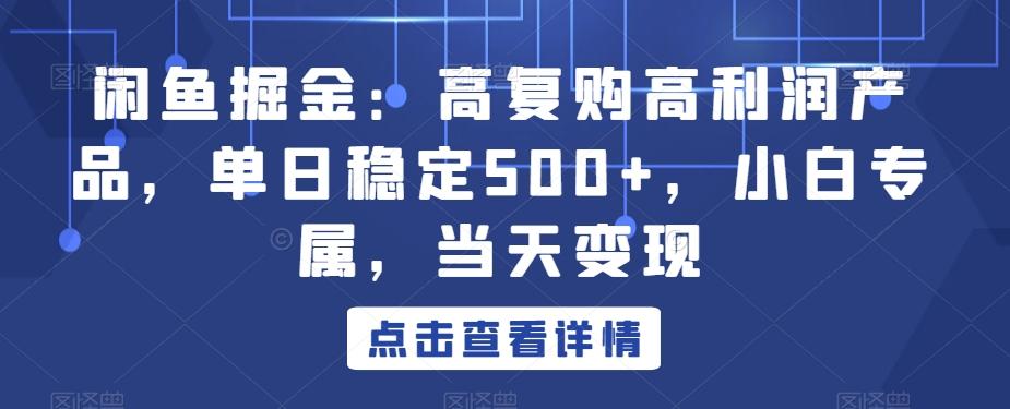闲鱼掘金：高复购高利润产品，单日稳定500+，小白专属，当天变现-test