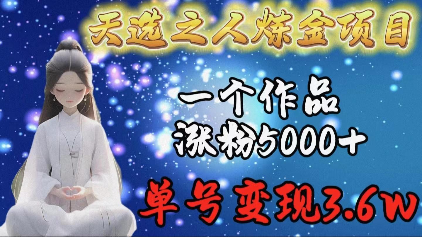 (9693期)天选之人炼金项目，一个作品涨粉5000+，单号变现3.6w-test
