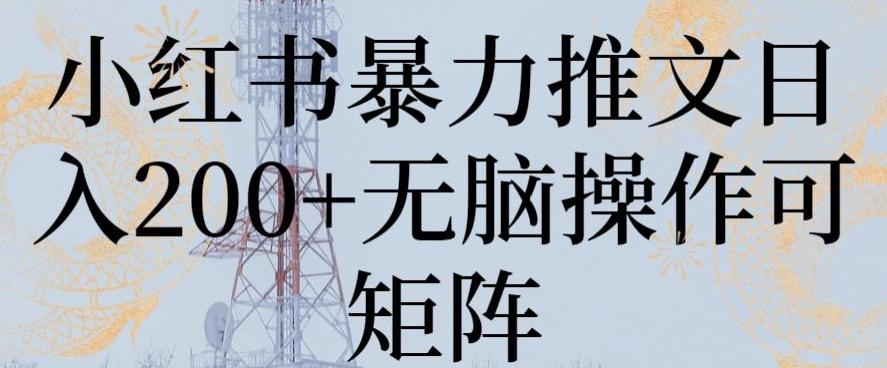 小红书暴力推文日入200+无脑操作可矩阵【揭秘】-test
