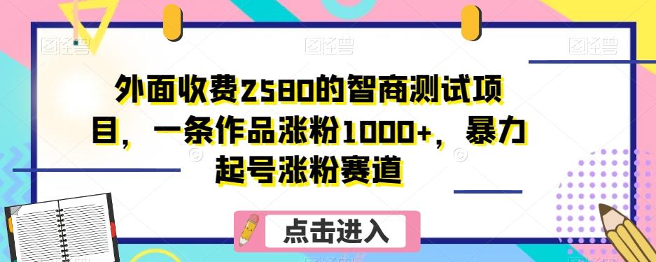 外面收费2580的智商测试项目，一条作品涨粉1000+，暴力起号涨粉赛道【揭秘】-test