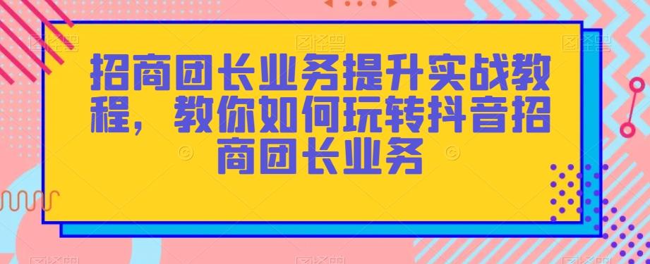 招商团长业务提升实战教程，教你如何玩转抖音招商团长业务-test
