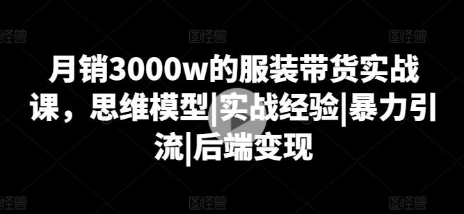 月销3000w的服装带货实战课，思维模型|实战经验|暴力引流|后端变现-test