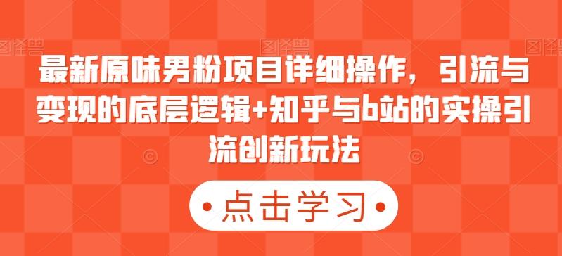 最新原味男粉项目详细操作，引流与变现的底层逻辑+知乎与b站的实操引流创新玩法-test